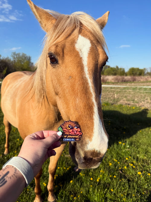 Solar Powered Cowgirl Sticker (Small)