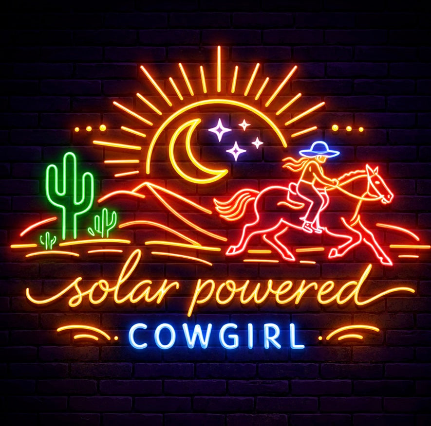 Solar Powered Cowgirl Sticker (Small)